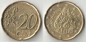 Сан-Марино 20 евроцентов (2007-2016) (тип I, нечастый номинал)