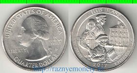 США 1/4 доллара 2017 год (Национальный монумент острова Эллис)