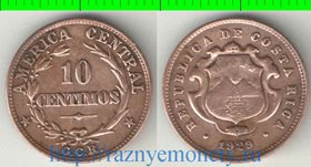 Коста-Рика 10 сентимо 1929 год GCR (год-тип) (бронза) (редкий тип)