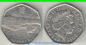 Великобритания 50 пенсов 2011 год (Елизавета II) - Олимпиада, плавание
