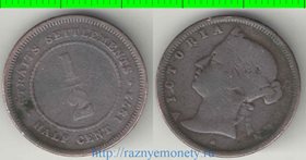 Стрейтс-Сетлментс 1/2 цента 1872 год (Виктория) (нечастый номинал)