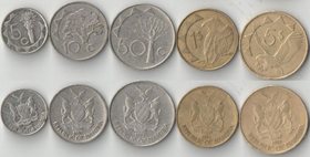 Намибия 5, 10, 50 центов, 1, 5 долларов (1993, 1996) (полный набор)