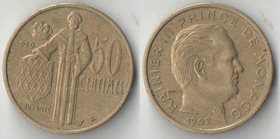 Монако 50 сантимов 1962 год (Ренье III) (редкий номинал)