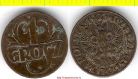 Польша 1 грош 1923 год (тип 1923-1939, бронза) РЕДКОСТЬ