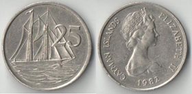 Кайман острова 25 центов 1982 год (Елизавета II) (тип I) (нечастый тип)