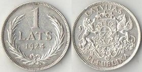 Латвия 1 лат 1924 год (серебро)