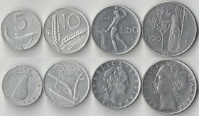 Италия 5, 10, 50, 100 лир (1951-2000)