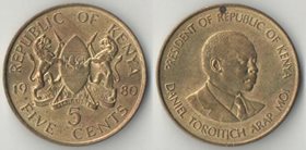 Кения 5 центов 1980 год (тип III) (нечастый тип и номинал)