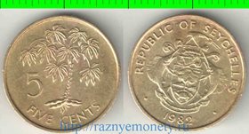 Сейшельские острова 5 центов 1982 год (тип II, год-тип, нечастый тип)