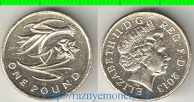 Великобритания 1 фунт 2013 год (Елизавета II) Уэльс флора - Лук-порей и нарцисс