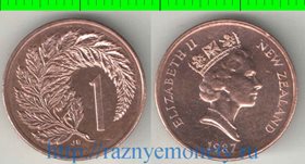 Новая Зеландия 1 цент (1986-1988) (Елизавета II) (тип III, редкий тип и номинал)
